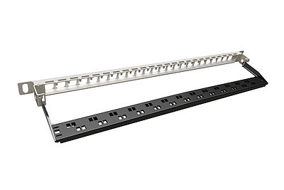 Produkt 19" uniwersalny modularny nieobłożony patch panel Solarix 24 porty 0,5U ze stali nierdzewnej SX24HDM-0-STP-SL-UNI - Solarix - Patch panele