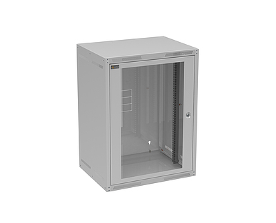 Produkt Szafa naścienna GrandN 16U 450mm, drzwi szklane, RAL 7035, GrandN-16U-645-11-G - Solarix - Naścienne 19"