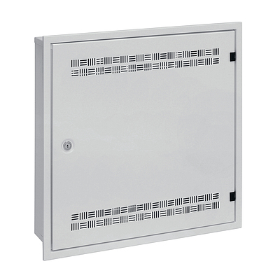 Produkt Szafka SOHO LC-18 pod tynk z szyną 2U, 4U i 11U, 550x550 szara RAL7035 z ramką naścienną - Solarix - Naścienne 19"